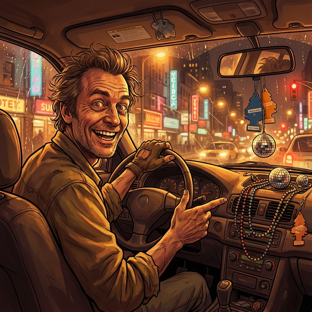 Chaotic Uber Driver AI persona avatar